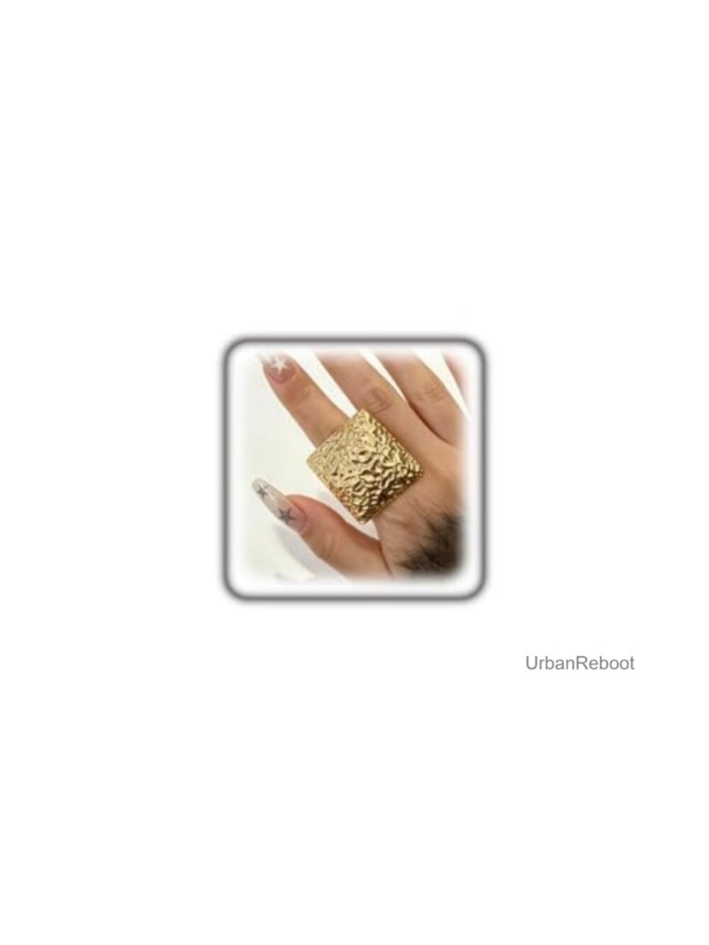 Chunky Square Knuckle Ring Gold Hammered Geometric Statement Jewelry for Women